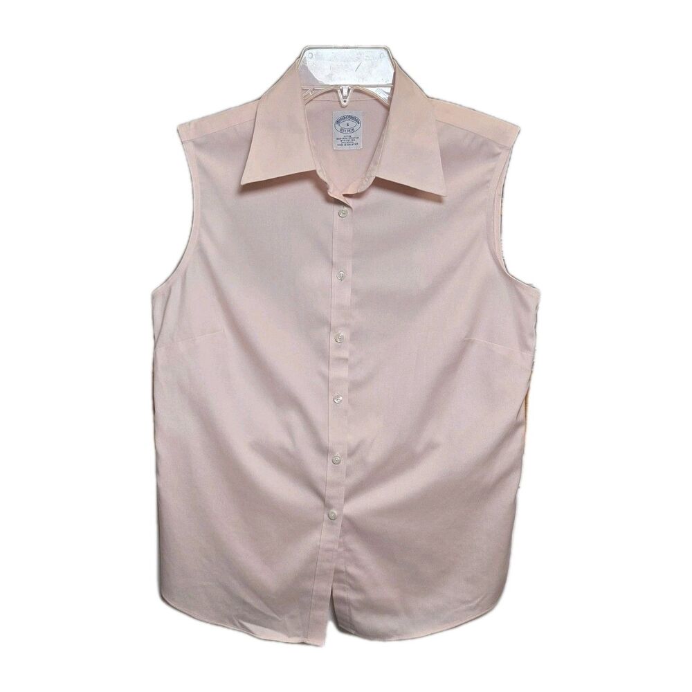 Brooks Brothers Cotton Sleeveless Button Down Shirt Women's Size 6 Pink No Iron - Picture 6 of 6
